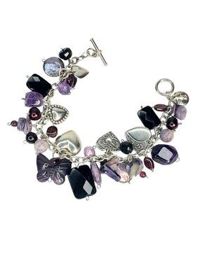 Sterling Charms & Gemstone Bracelet  Amethyst Butterfly